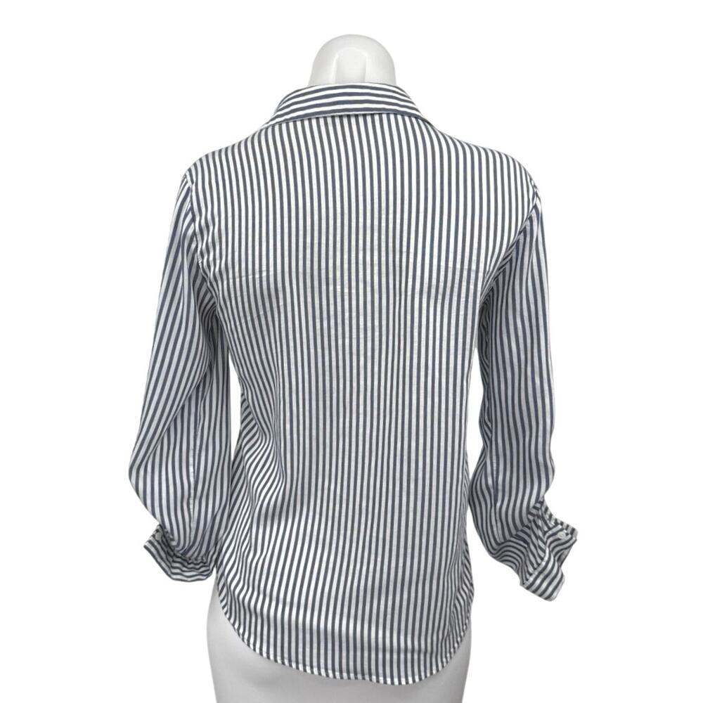Zara Basic Gray White Striped Pockets Long Sleeve… - image 2